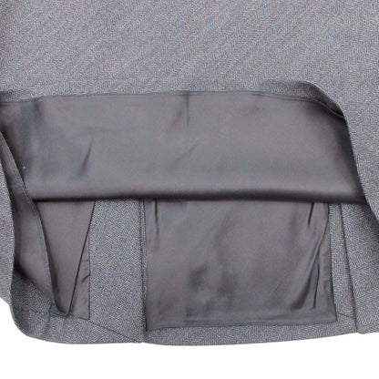 Balenciaga Herringbone Pattern Skirt Side Slit Semi Length Knee 34 Gray Black