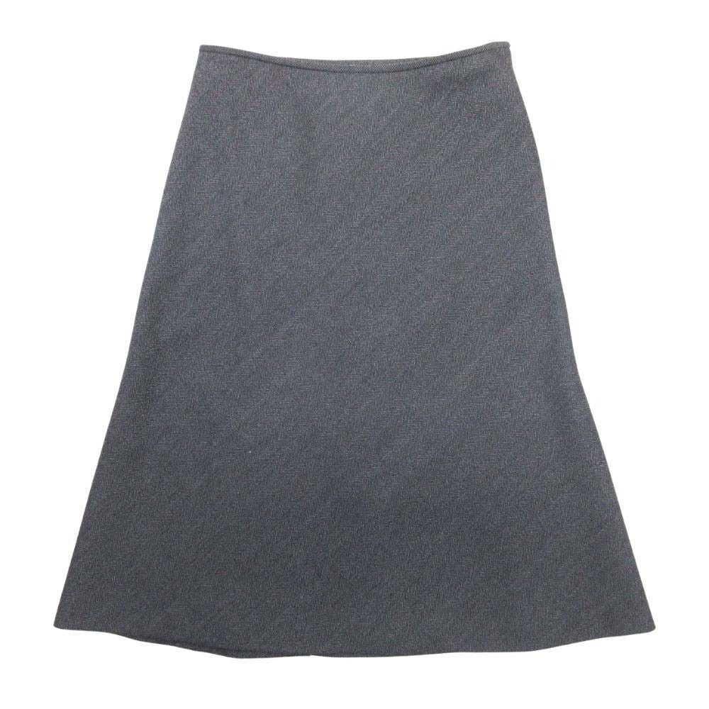 Balenciaga Herringbone Pattern Skirt Side Slit Semi Length Knee 34 Gray Black