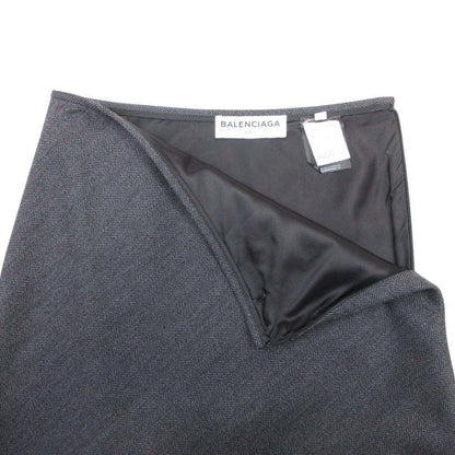 Balenciaga Herringbone Pattern Skirt Side Slit Semi Length Knee 34 Gray Black