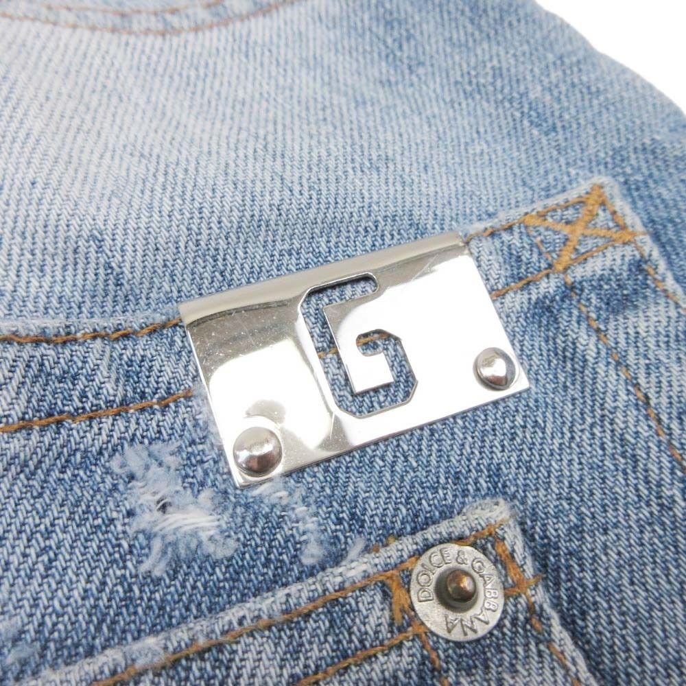 Dolce & Gabbana Distressed Crush Denim Pants 48 Indigo Blue