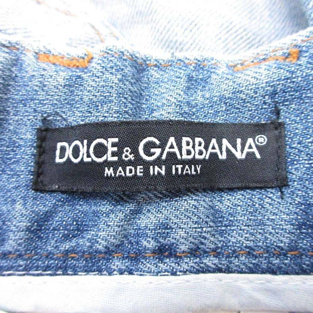 Dolce & Gabbana Distressed Crush Denim Pants 48 Indigo Blue