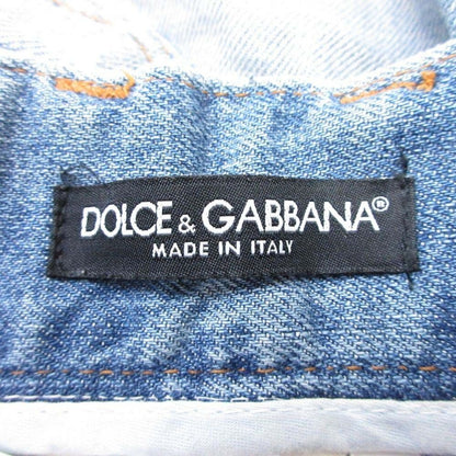 Dolce & Gabbana Distressed Crush Denim Pants 48 Indigo Blue