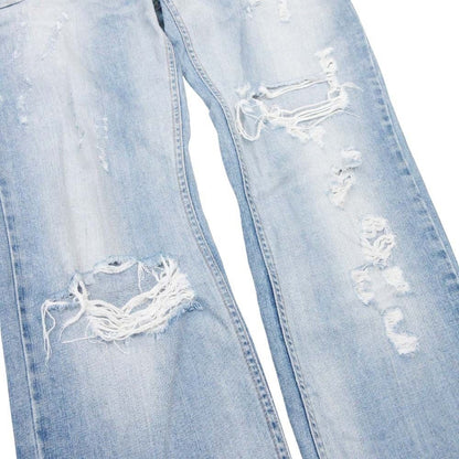 Dolce & Gabbana Distressed Crush Denim Pants 48 Indigo Blue
