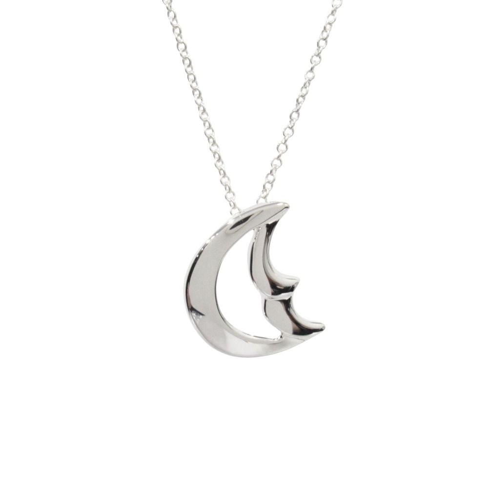 Tiffany & Co Polished Crescent Necklace Silver