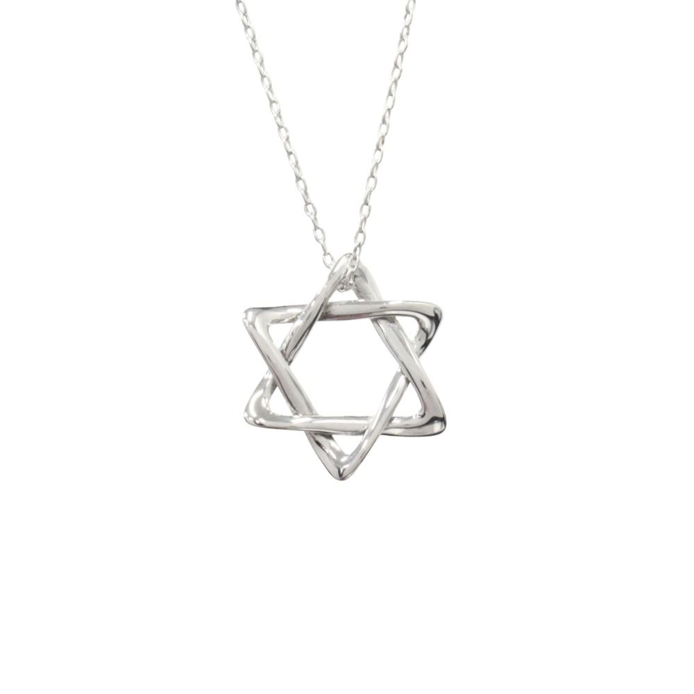 Tiffany & Co Polished Star of David Hexagram Necklace 50 cm Silver