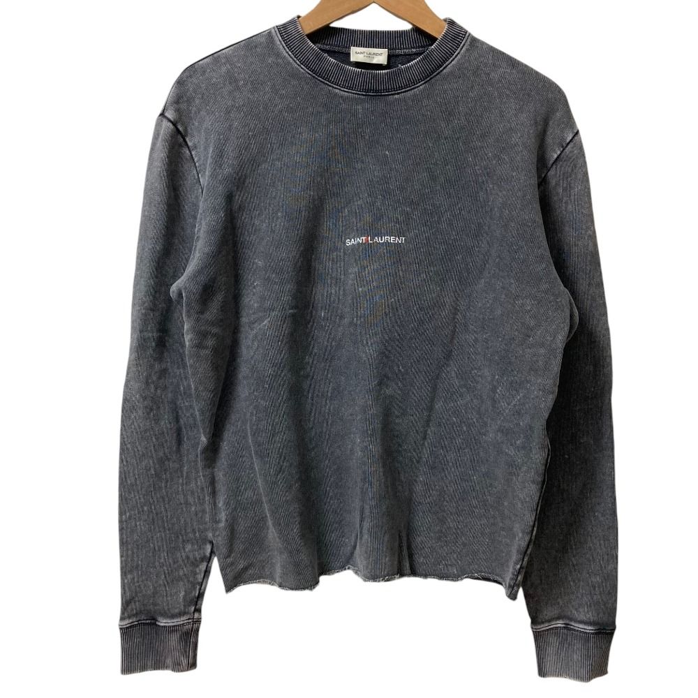 Saint Laurent Paris Vintage Wash Sweatshirt XS Charcoal Gray