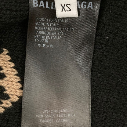 Balenciaga Logo Jacquard Crew Neck Knit Sweater XS Camel