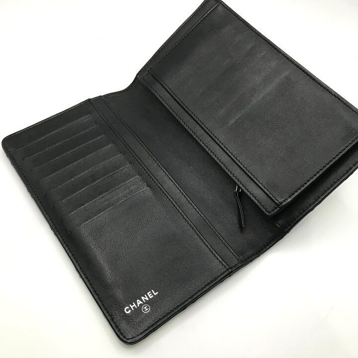 Chanel Bifold Wallet Leather Black Coin Case