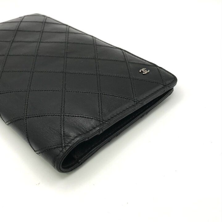 Chanel Bifold Wallet Leather Black Coin Case