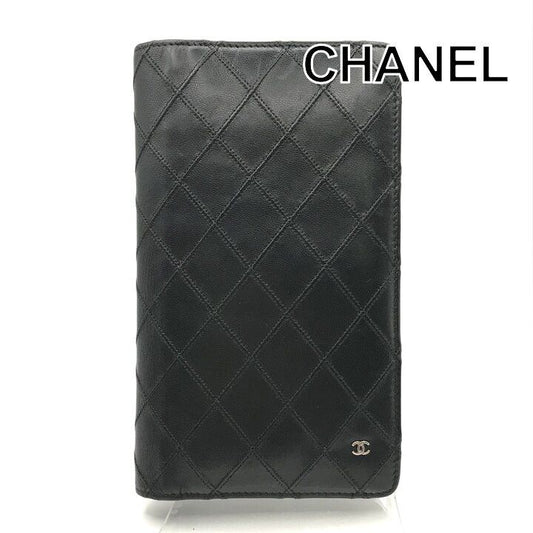 Chanel Bifold Wallet Leather Black Coin Case