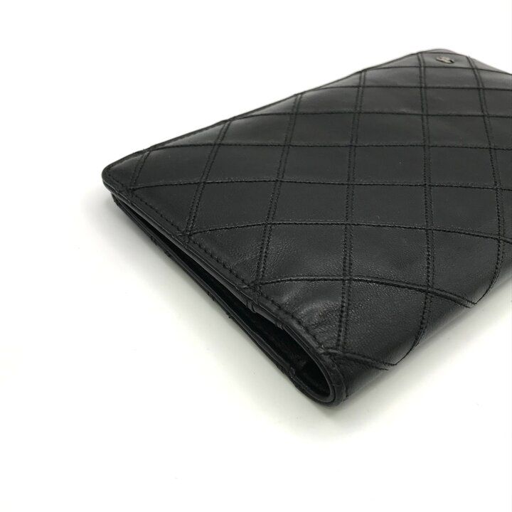 Chanel Bifold Wallet Leather Black Coin Case