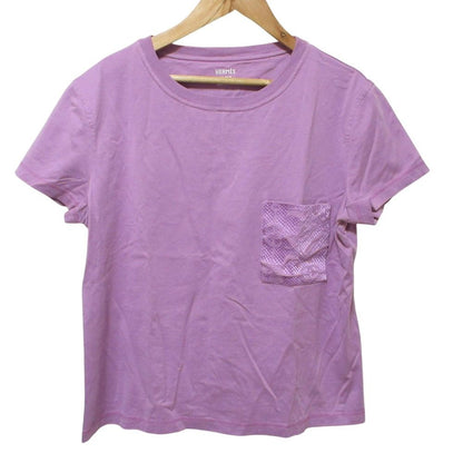 Hermes Embroidery Pocket T-Shirt 40 Purple