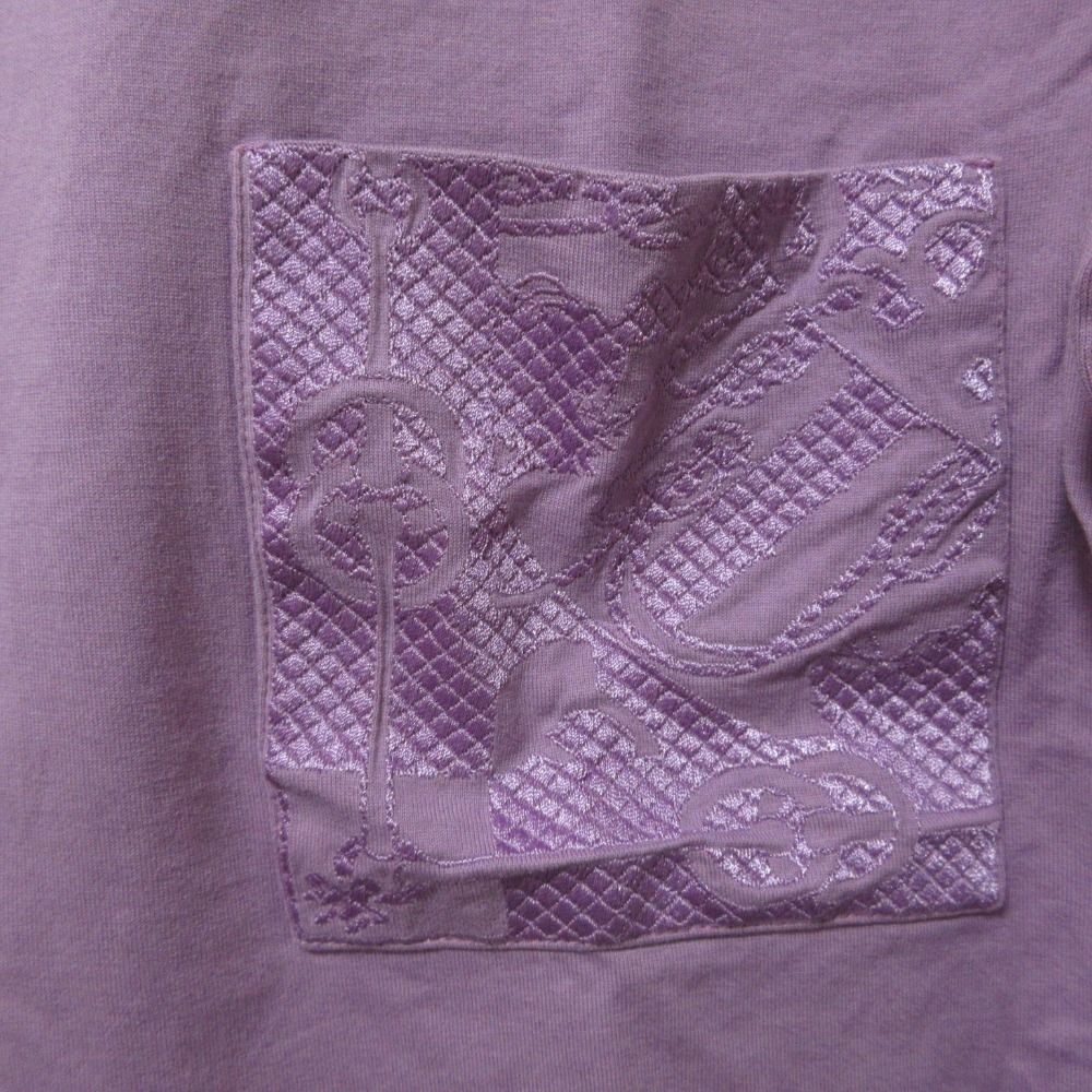 Hermes Embroidery Pocket T-Shirt 40 Purple