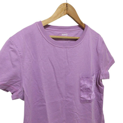 Hermes Embroidery Pocket T-Shirt 40 Purple