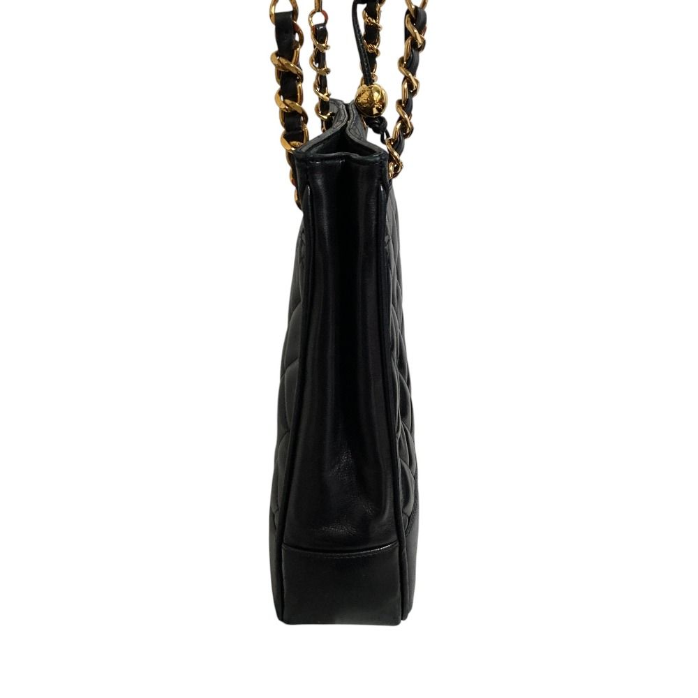 Chanel Quilted Lambskin Chain Shoulder Bag Tote Black