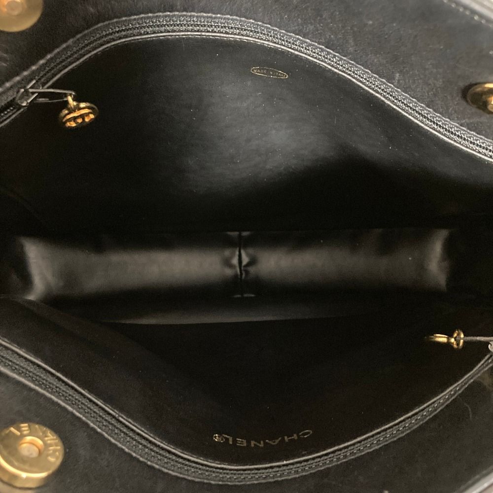 Chanel Quilted Lambskin Chain Shoulder Bag Tote Black