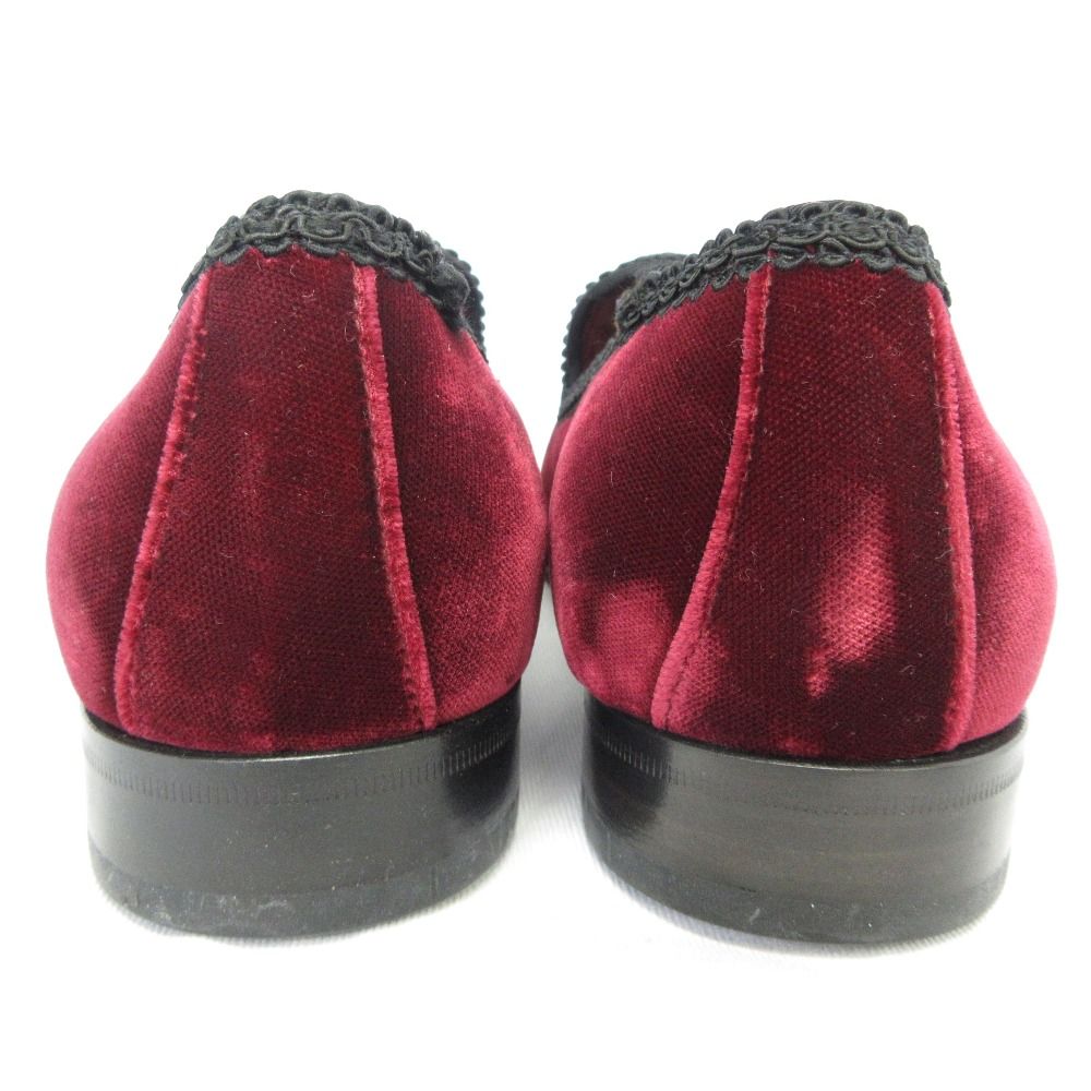 Dolce & Gabbana Velour Loafers Shoes 5 Wine Red