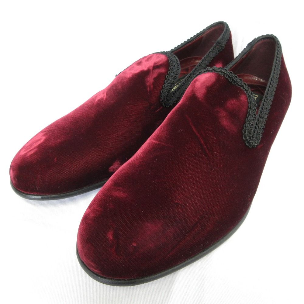 Dolce & Gabbana Velour Loafers Shoes 5 Wine Red