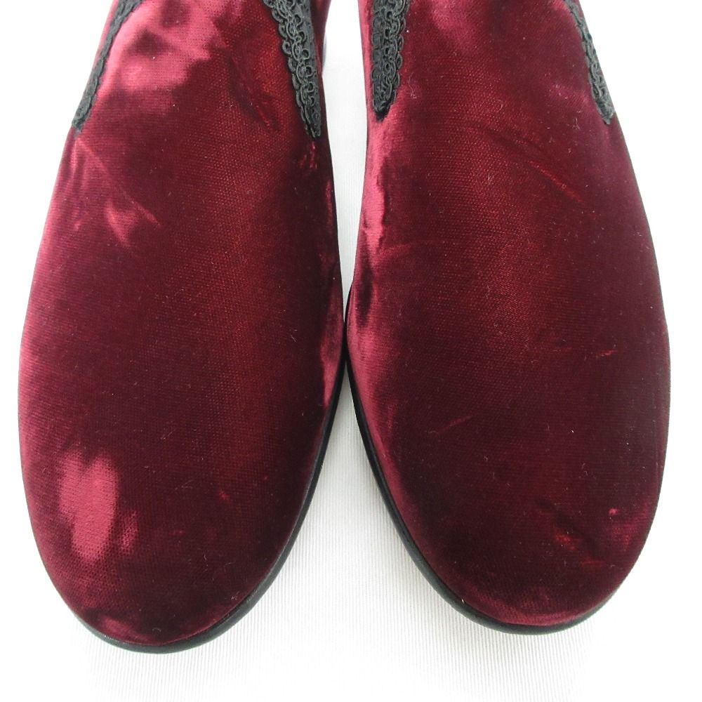 Dolce & Gabbana Velour Loafers Shoes 5 Wine Red