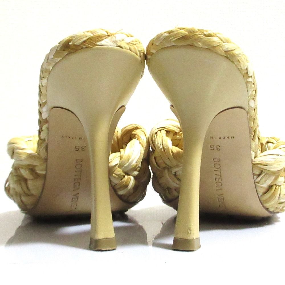 Bottega Veneta Raffia Mules Sandals 35 Natural