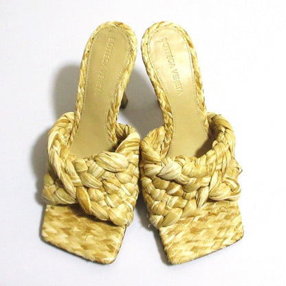 Bottega Veneta Raffia Mules Sandals 35 Natural