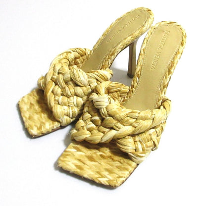 Bottega Veneta Raffia Mules Sandals 35 Natural