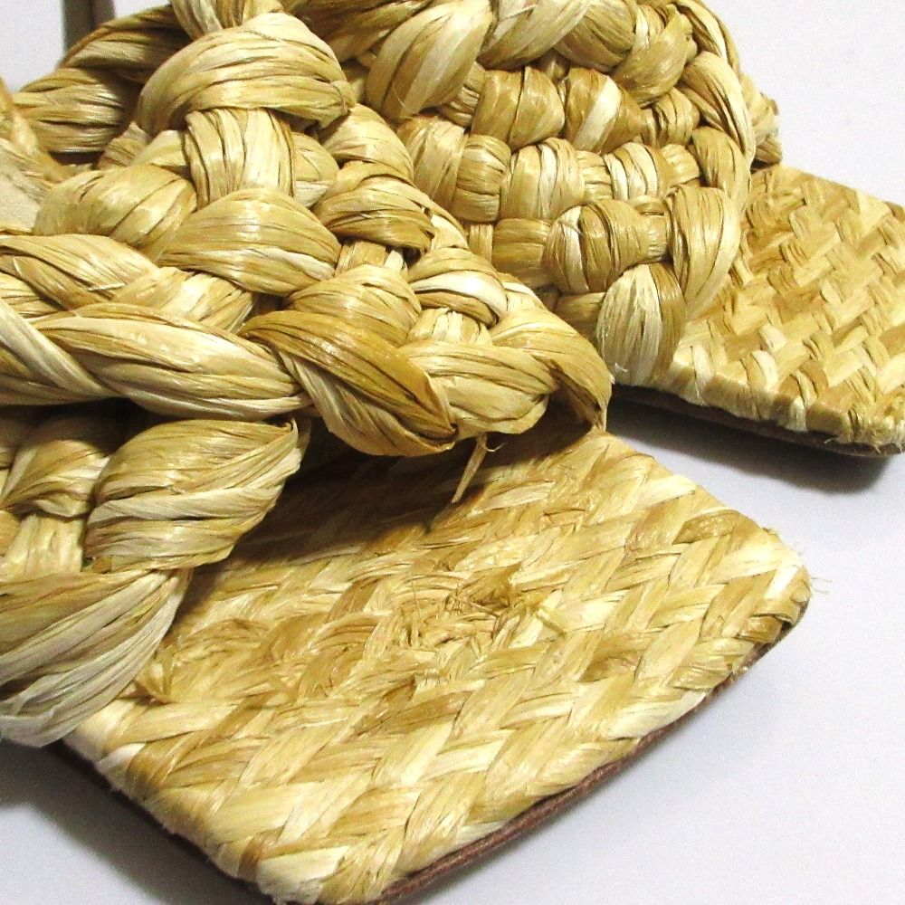 Bottega Veneta Raffia Mules Sandals 35 Natural