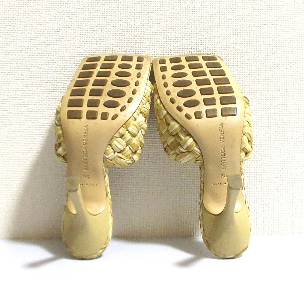 Bottega Veneta Raffia Mules Sandals 35 Natural