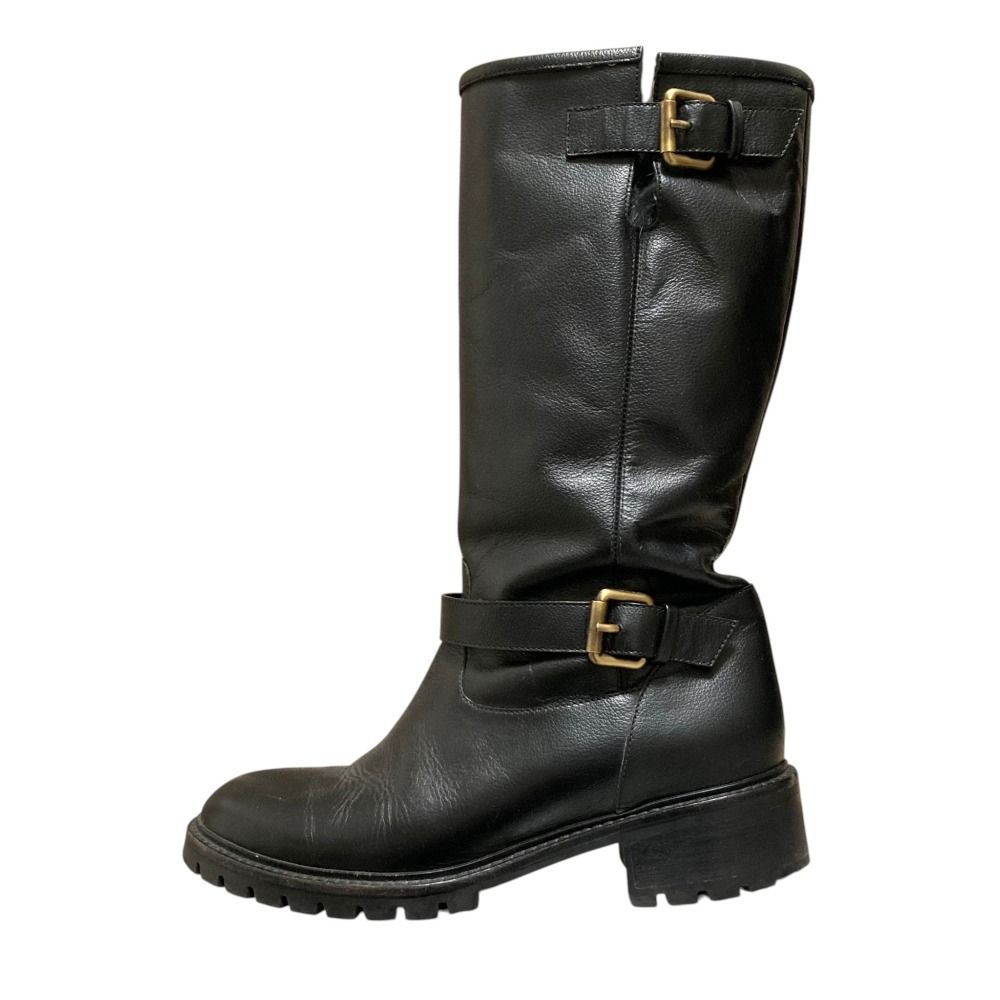 Fendi Leather Engineer Boots 39 Black