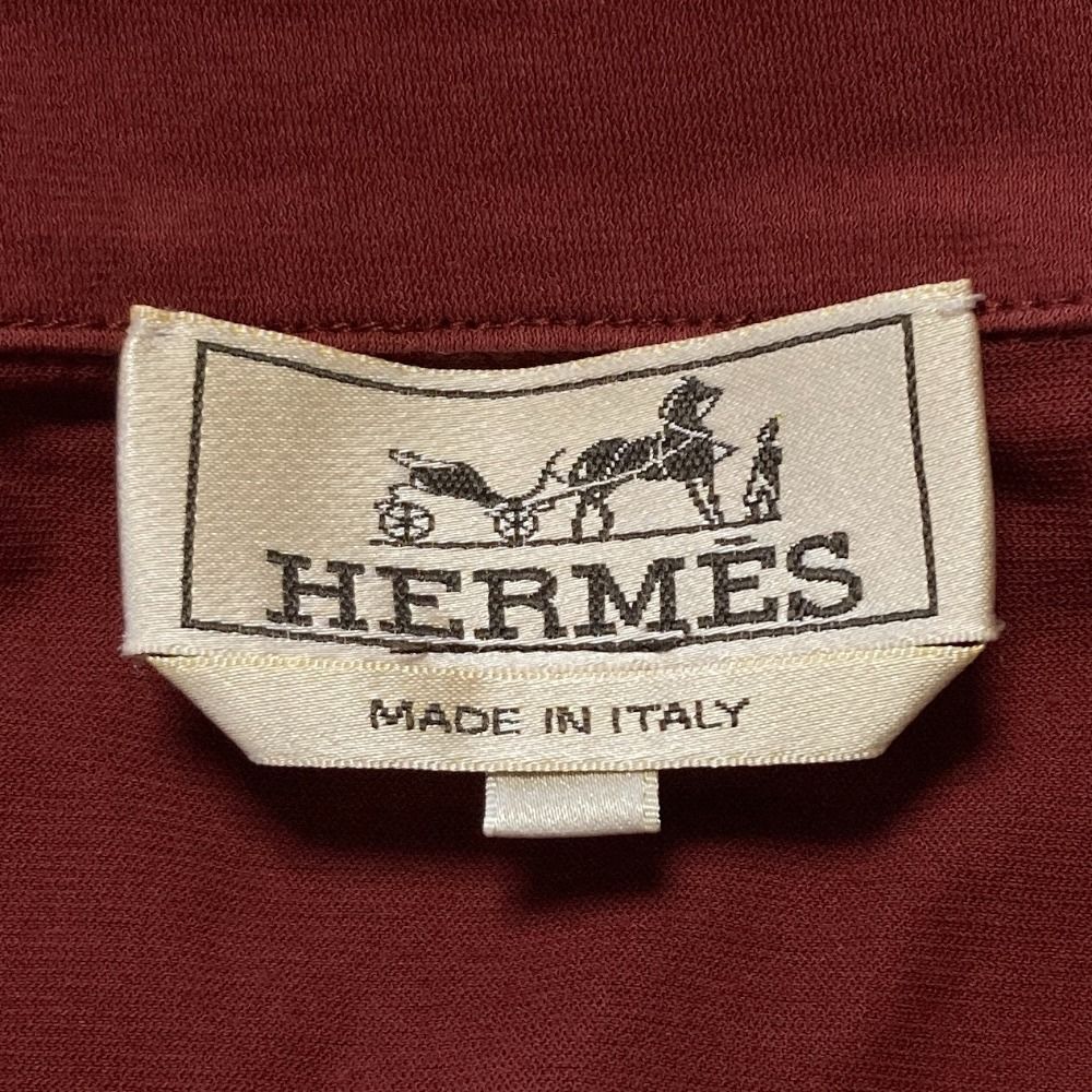 Hermes Cotton Knit Short Sleeve Polo Shirt S Red