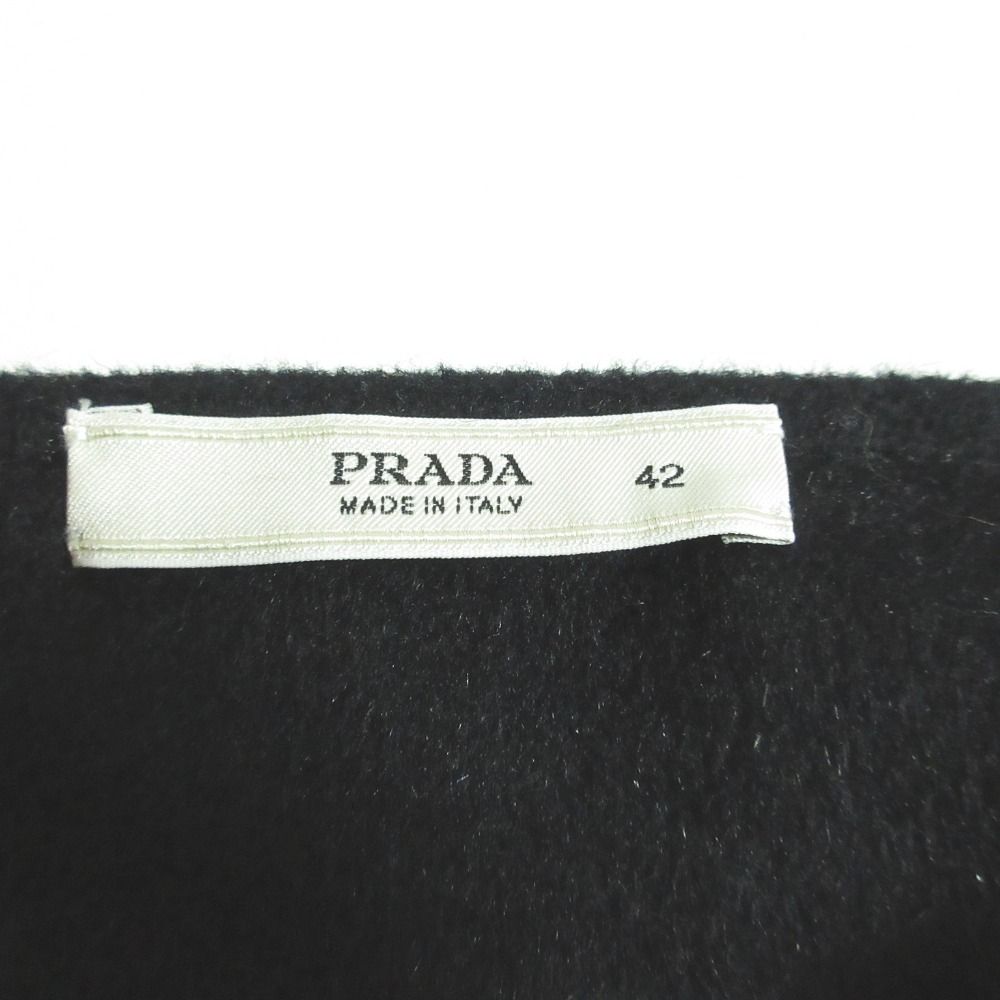 Prada Mink Trim Bead Decoration Wool Angora Skirt 42 Black