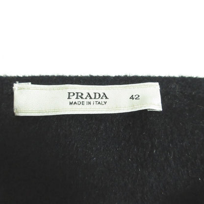 Prada Mink Trim Bead Decoration Wool Angora Skirt 42 Black