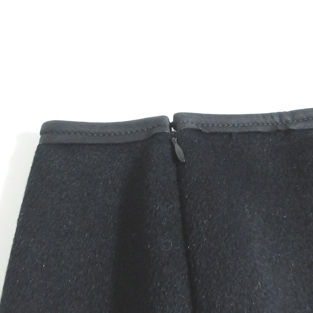Prada Mink Trim Bead Decoration Wool Angora Skirt 42 Black