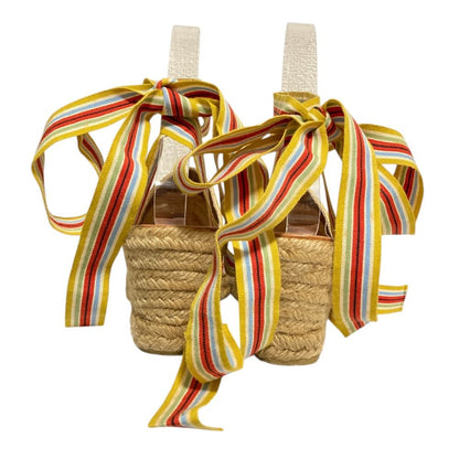 Hermes Striped Ribbon Strap Jute Sandals 37 Multicolor