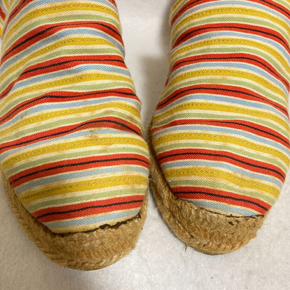 Hermes Striped Ribbon Strap Jute Sandals 37 Multicolor