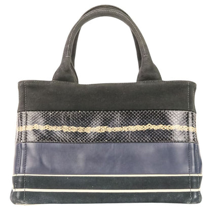 Prada Patchwork Canapa Mini 2-Way Shoulder Bag Black Navy