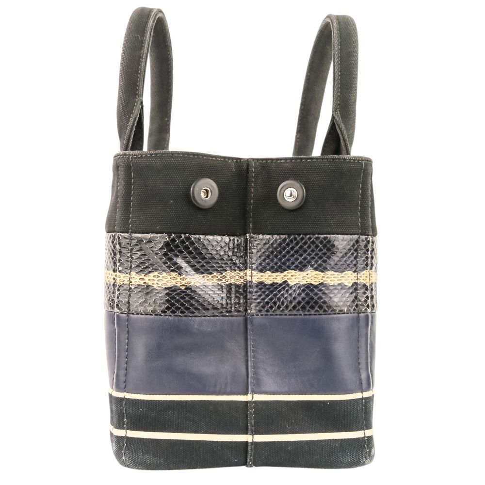 Prada Patchwork Canapa Mini 2-Way Shoulder Bag Black Navy
