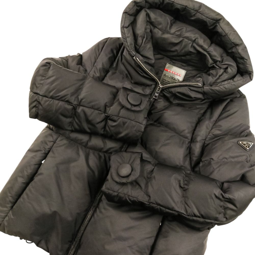 Prada Sport Hooded Down Jacket 40 Black