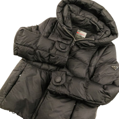 Prada Sport Hooded Down Jacket 40 Black