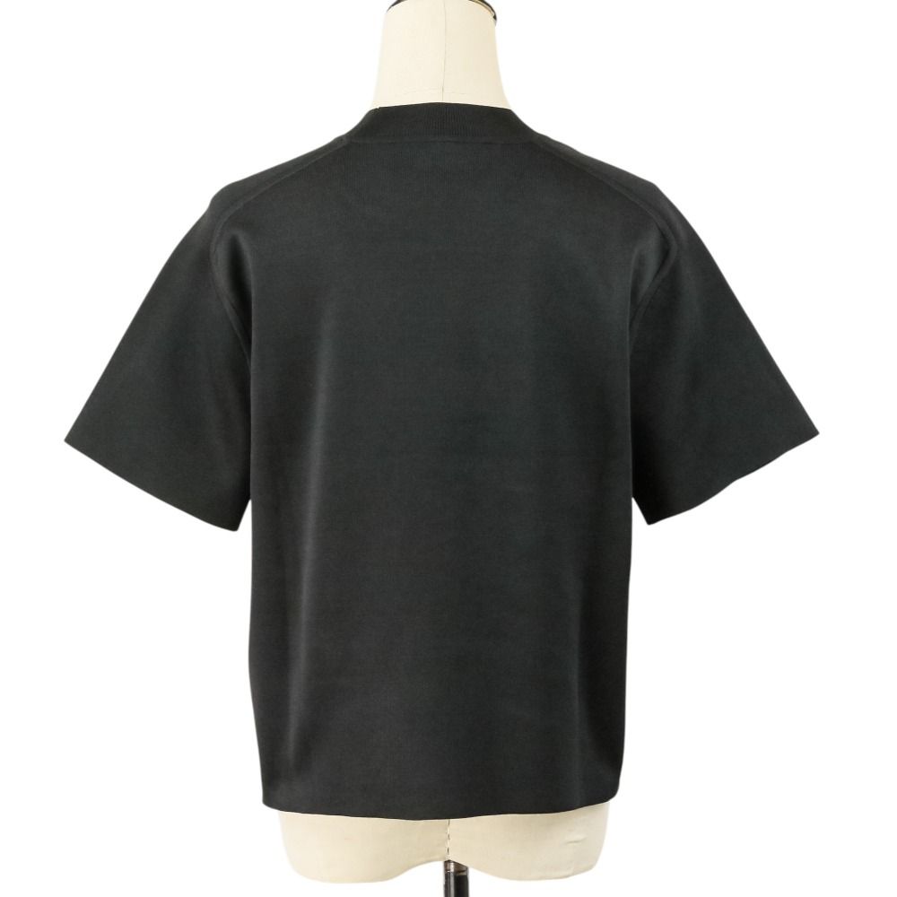 Hermes Coaching Relief Short Sleeve Silk Knit Sweater 36 Navy