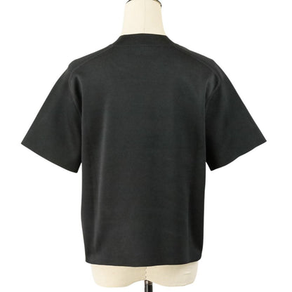 Hermes Coaching Relief Short Sleeve Silk Knit Sweater 36 Navy