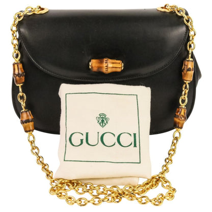 Gucci Bamboo Turnlock Chain Shoulder Bag 001 115 Black