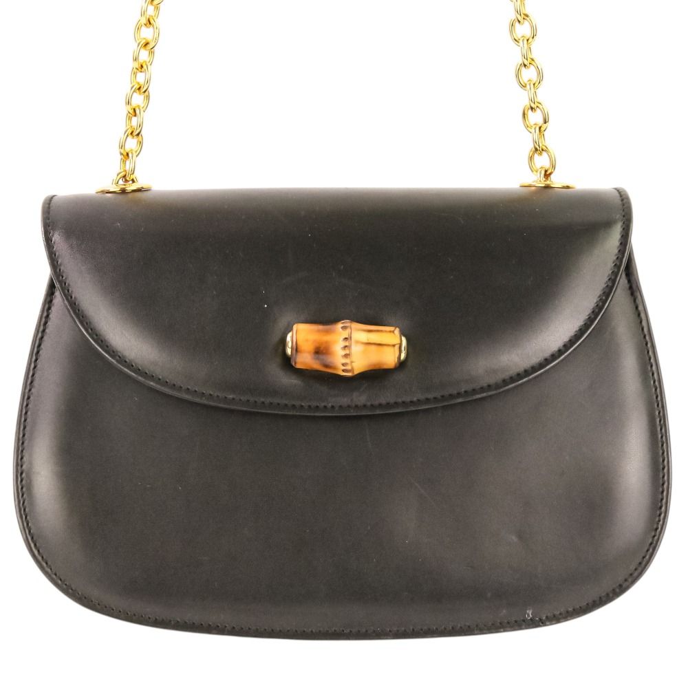 Gucci Bamboo Turnlock Chain Shoulder Bag 001 115 Black