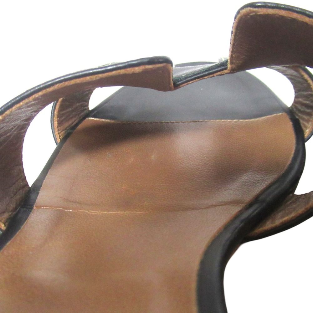 Hermes Leather Mules Sandals 36 Black