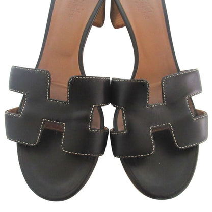 Hermes Leather Mules Sandals 36 Black