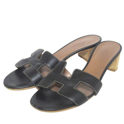 Hermes Leather Mules Sandals 36 Black