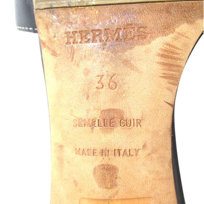 Hermes Leather Mules Sandals 36 Black