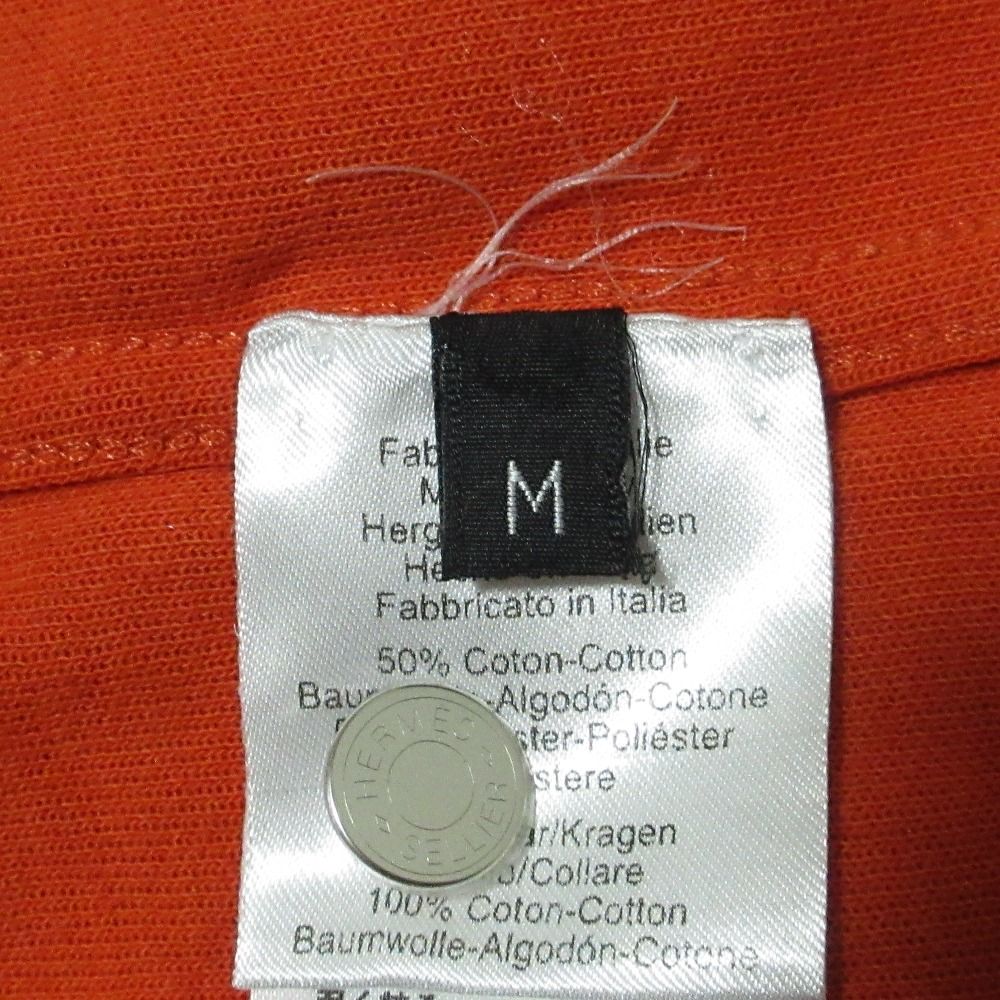 Hermes Series Button Stretch Pique Polo Shirt M Orange