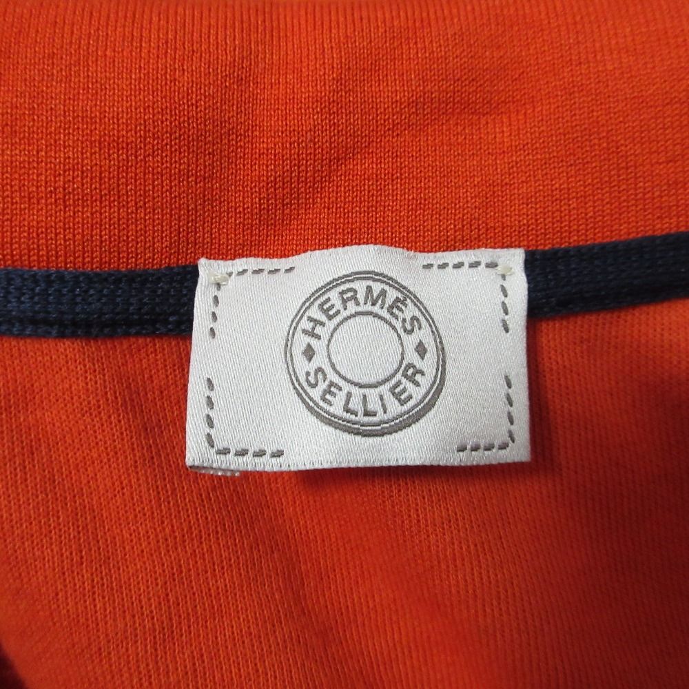 Hermes Series Button Stretch Pique Polo Shirt M Orange