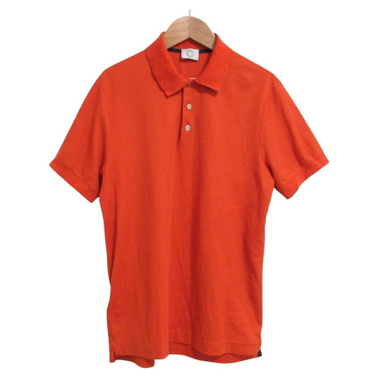 Hermes Series Button Stretch Pique Polo Shirt M Orange